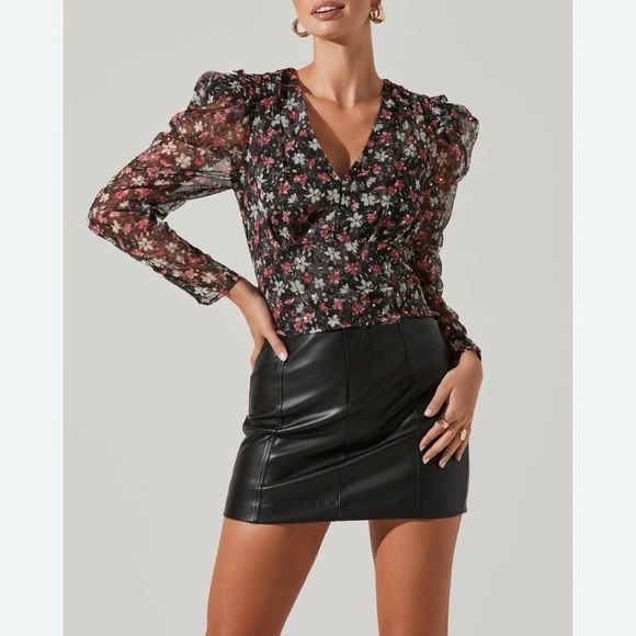 NWT ASTR Floral Babydoll Top Large Pink Gold Black Cottagecore Fairy Whimsigoth - Picture 1 of 16